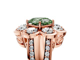Rose gold Fancy Green Cushion  Brilliant Flower Halo Diamond Split Shank Ring_62
