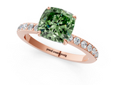 Rose gold Fancy Green Cushion  Brilliant Pavé Band Solitaire with Four-Prong Setting_55
