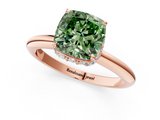 Rose gold Fancy Green Cushion  Brilliant Solitaire Engagement Ring with Six-Prong Setting and Classic Band_21