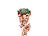 Rose gold Fancy Green Cushion  Brilliant Solitaire with Leaf Motif Band and Four-Prong Setting_67
