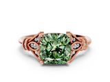 Rose gold Fancy Green Cushion  Brilliant Solitaire with Pave Band and Four-Prong Setting_20