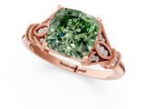 Rose gold Fancy Green Cushion  Brilliant Solitaire with Pave Band and Four-Prong Setting_21