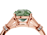 Rose gold Fancy Green Cushion  Brilliant Solitaire with Pave Band and Four-Prong Setting_24