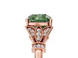 Rose gold Fancy Green Cushion  Brilliant Solitaire with Pave Band and Four-Prong Setting_25