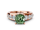 Rose gold Fancy Green Cushion  Brilliant Solitaire with Side Stones on a Pave Band and Four-Prong Setting_24