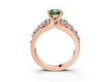 Rose gold Fancy Green Cushion  Brilliant Solitaire with Side Stones on a Pave Band and Four-Prong Setting_27