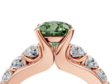 Rose gold Fancy Green Cushion  Brilliant Solitaire with Side Stones on a Pave Band and Four-Prong Setting_28