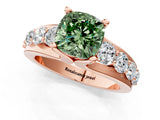 Rose gold Fancy Green Cushion  Brilliant Solitaire with Side Stones on a Pave Band and Four-Prong Setting_50