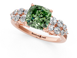 Rose gold Fancy Green Cushion  Cluster Diamond Engagement Ring with Pavé Band and Four-Prong Setting_49