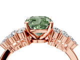 Rose gold Fancy Green Cushion  Cluster Diamond Engagement Ring with Pavé Band and Four-Prong Setting_52