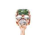 Rose gold Fancy Green Cushion Cut Brilliant Diamond Cluster Accent Solitaire Ring with Prong Setting_5