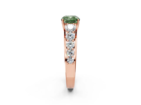 Rose gold Fancy Green Cushion Cut Brilliant Diamond Pavé Band with Six-Prong Setting_2