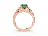 Rose gold Fancy Green Cushion Cut Brilliant Diamond Pavé Band with Six-Prong Setting_3