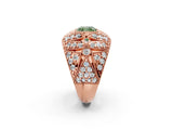 Rose gold Fancy Green Cushion Cut Brilliant Halo Pave Diamond Milgrain Ring_2
