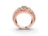 Rose gold Fancy Green Cushion Cut Brilliant Halo Pave Diamond Milgrain Ring_3
