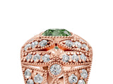 Rose gold Fancy Green Cushion Cut Brilliant Halo Pave Diamond Milgrain Ring_5