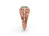 Rose gold Fancy Green Cushion Cut Brilliant Milgrain Filigree Diamond Ring with Square Prong Setting_2