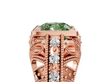 Rose gold Fancy Green Cushion Cut Brilliant Milgrain Filigree Diamond Ring with Square Prong Setting_5