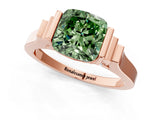 Rose gold Fancy Green Cushion Cut Brilliant Solitaire Diamond Ring with Channel Set Band and Bar Prong Setting_1
