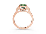 Rose gold Fancy Green Cushion Cut Brilliant Solitaire Diamond Ring with Channel Set Band and Bar Prong Setting_3
