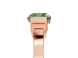 Rose gold Fancy Green Cushion Cut Brilliant Solitaire Diamond Ring with Channel Set Band and Bar Prong Setting_5