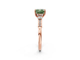 Rose gold Fancy Green Cushion Cut Brilliant Three-Stone Pave Band with Four-Prong Setting_2