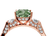 Rose gold Fancy Green Cushion Cut Brilliant Three-Stone Pave Band with Four-Prong Setting_4