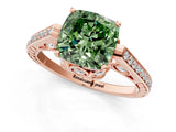 Rose gold Fancy Green Cushion  Cut Cathedral Pave Diamond Engagement Ring with Six-Prong Setting_33