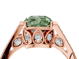 Rose gold Fancy Green Cushion  Cut Cathedral Pave Diamond Engagement Ring with Six-Prong Setting_36