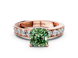 Rose gold Fancy Green Cushion  Cut Channel Set Diamond Engagement Ring with Four-Prong Setting_240