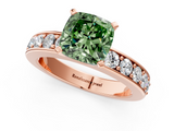 Rose gold Fancy Green Cushion  Cut Channel Set Diamond Engagement Ring with Four-Prong Setting_241