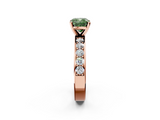 Rose gold Fancy Green Cushion  Cut Channel Set Diamond Engagement Ring with Four-Prong Setting_242