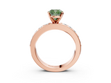 Rose gold Fancy Green Cushion  Cut Channel Set Diamond Engagement Ring with Four-Prong Setting_243