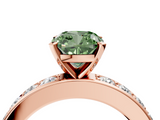 Rose gold Fancy Green Cushion  Cut Channel Set Diamond Engagement Ring with Four-Prong Setting_244