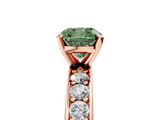 Rose gold Fancy Green Cushion  Cut Channel Set Diamond Engagement Ring with Four-Prong Setting_245