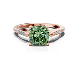 Rose gold Fancy Green Cushion  Cut Channel Set Solitaire Engagement Ring with Four-Prong Setting_224