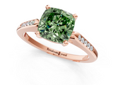 Rose gold Fancy Green Cushion  Cut Channel Set Solitaire Engagement Ring with Four-Prong Setting_225