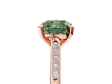 Rose gold Fancy Green Cushion  Cut Channel Set Solitaire Engagement Ring with Four-Prong Setting_229