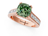 Rose gold Fancy Green Cushion  Cut Channel Set Solitaire Engagement Ring with Prong Setting_12