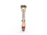 Rose gold Fancy Green Cushion  Cut Channel Set Solitaire Engagement Ring with Prong Setting_13