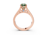 Rose gold Fancy Green Cushion  Cut Channel Set Solitaire Engagement Ring with Prong Setting_14