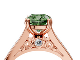 Rose gold Fancy Green Cushion  Cut Channel Set Solitaire Engagement Ring with Prong Setting_15