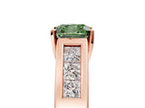 Rose gold Fancy Green Cushion Cut Cut Channel Set Solitaire Ring with Four-Prong Setting_5
