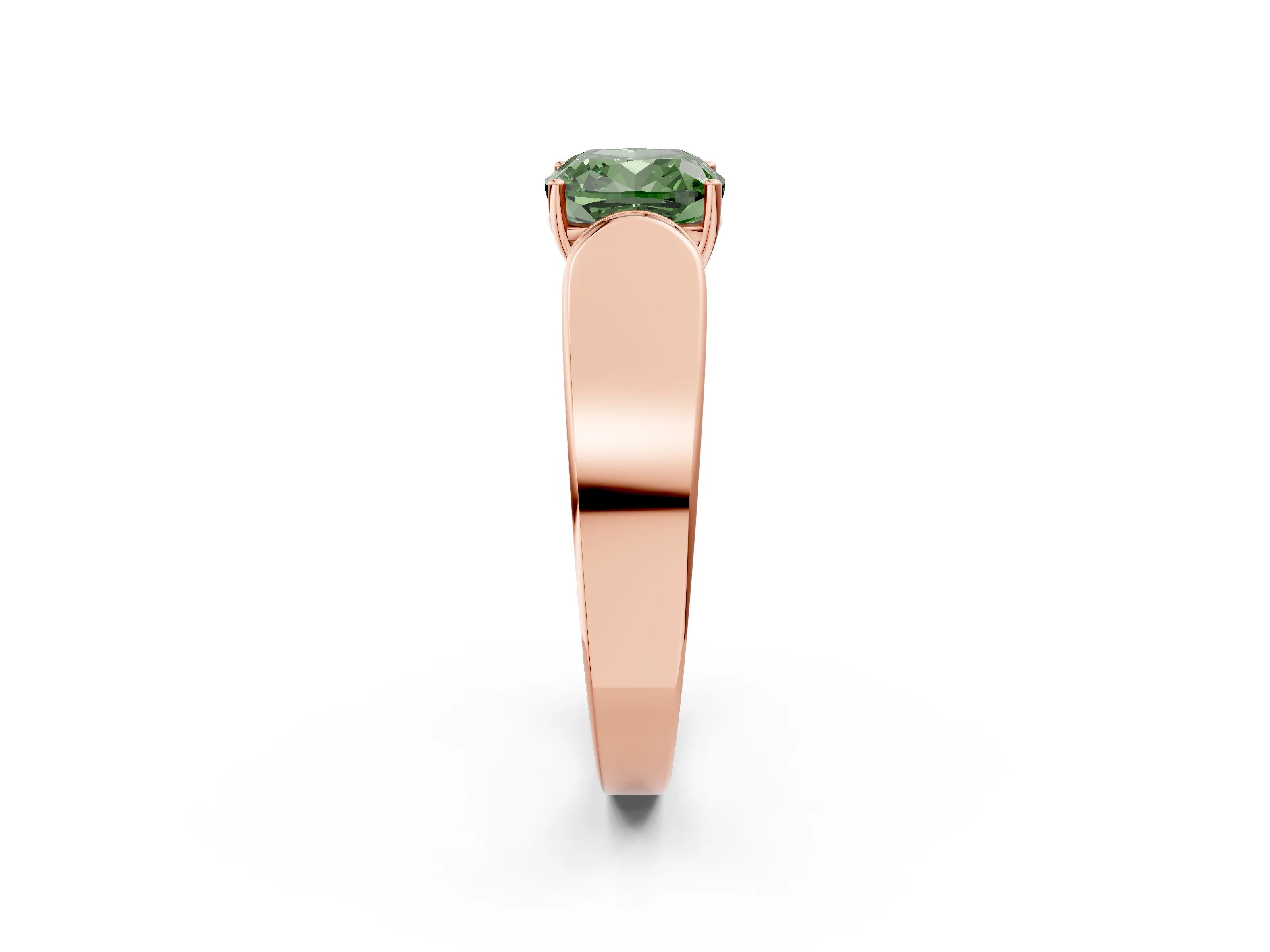 Rose gold Fancy Green Cushion Cut Cut Diamond Channel Set Solitaire Ring with Four-Prong Setting_2