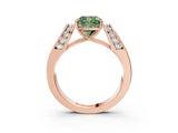Rose gold Fancy Green Cushion Cut Cut Diamond Channel Set Solitaire Ring with Four-Prong Setting_3