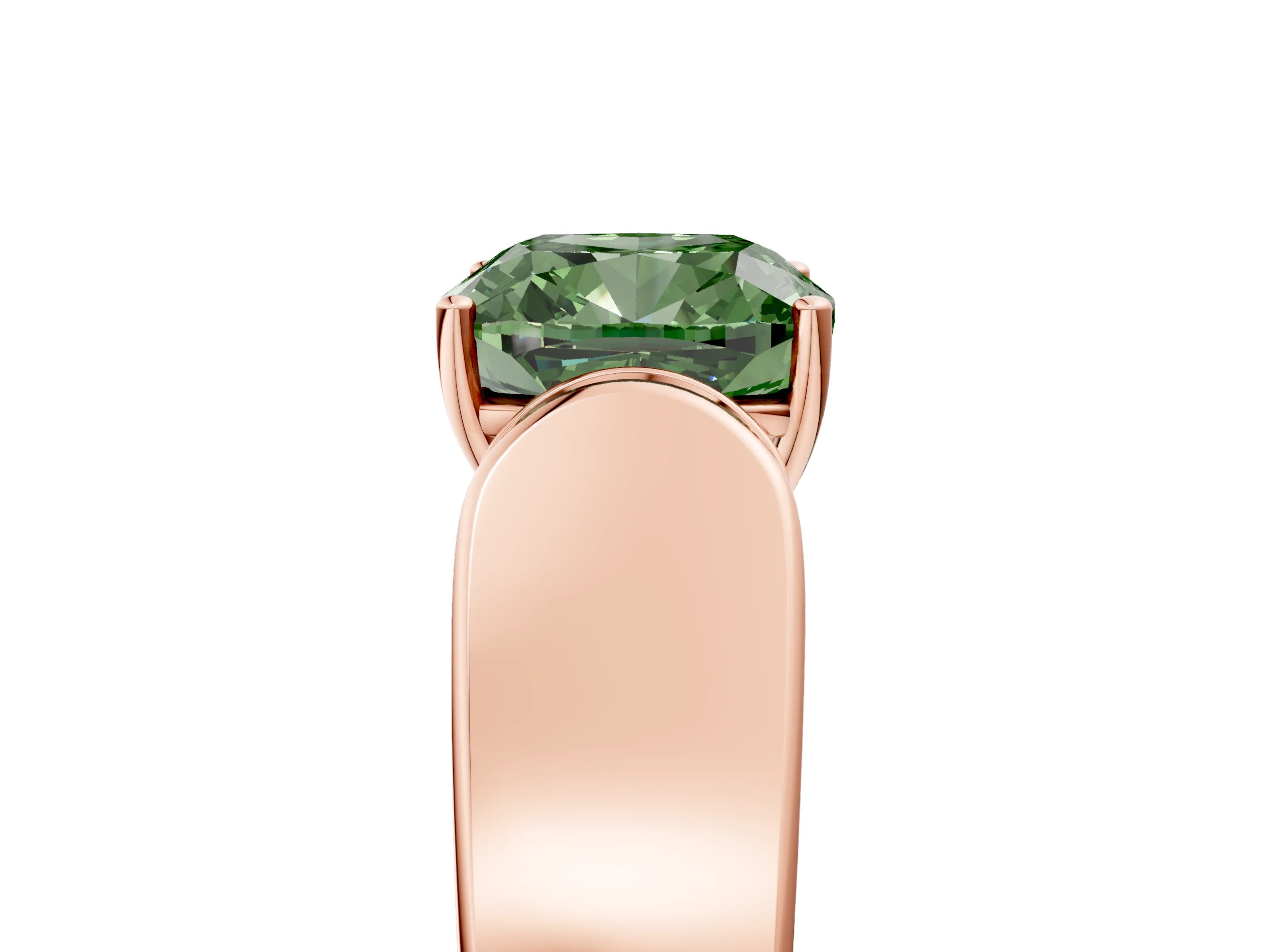 Rose gold Fancy Green Cushion Cut Cut Diamond Channel Set Solitaire Ring with Four-Prong Setting_5