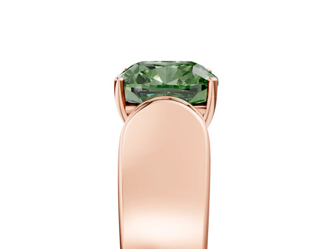 Rose gold Fancy Green Cushion Cut Cut Diamond Channel Set Solitaire Ring with Four-Prong Setting_5