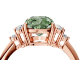 Rose gold Fancy Green Cushion Cut Cut Diamond Cluster Ring with Solitaire Band and Four-Prong Setting_4