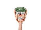 Rose gold Fancy Green Cushion Cut Cut Diamond Cluster Ring with Solitaire Band and Four-Prong Setting_5