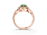 Rose gold Fancy Green Cushion Cut Cut Diamond Halo Engagement Ring with Open Split Pavé Band_3